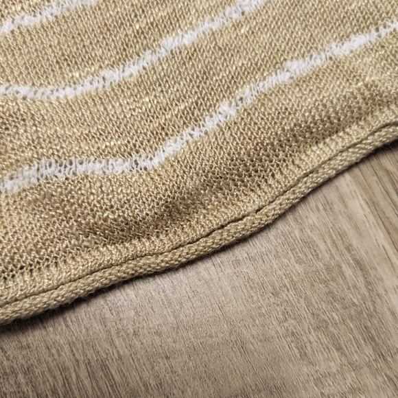 J. Jill Tan and White Lightweight Sweater Top - Picture 5 of 9